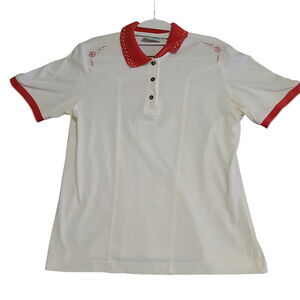 Lilly's Of Beverly Hills Womens Polo Multicolor Small Cotton Blend Short Sleeve